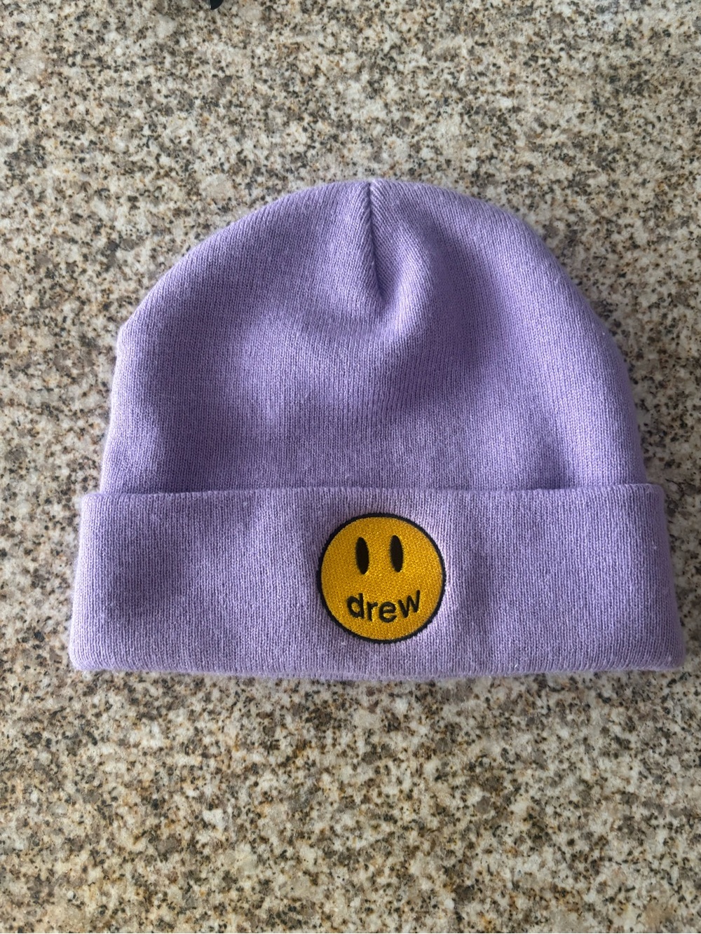 DREW Lavender Beanie with Yellow Smiley Patch